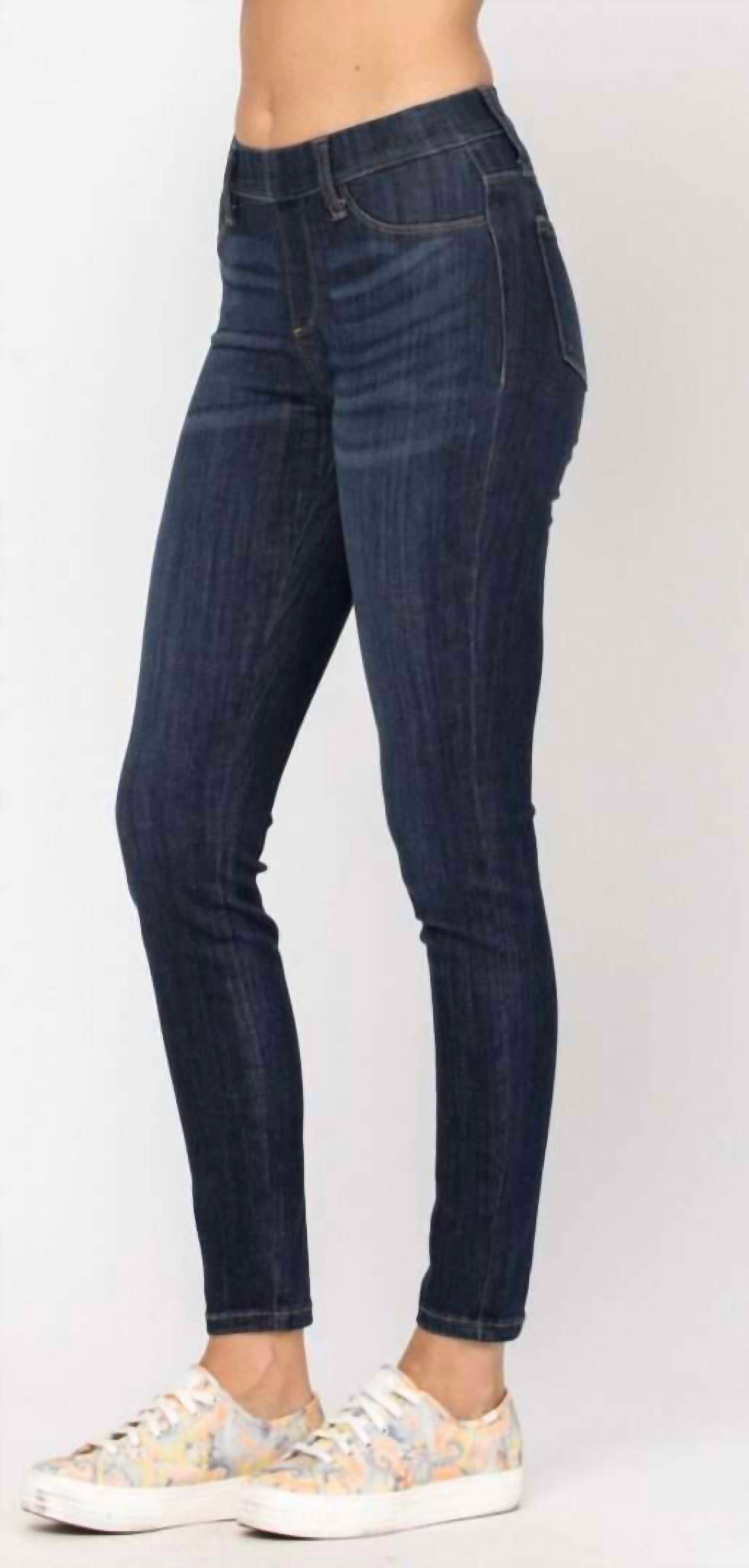

Натяните узкие джеггинсы из темного денима Judy Blue, цвет dark denim