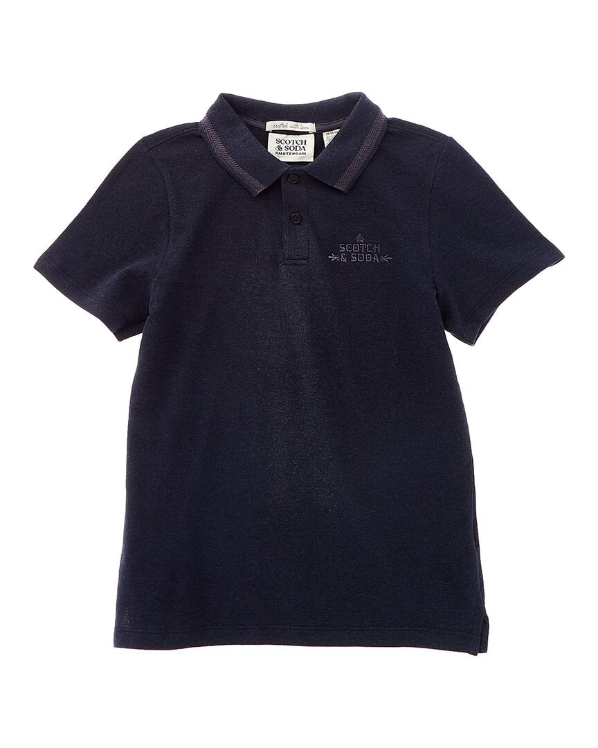 

Рубашка поло из пике Scotch & Soda с эффектом потертости, синий