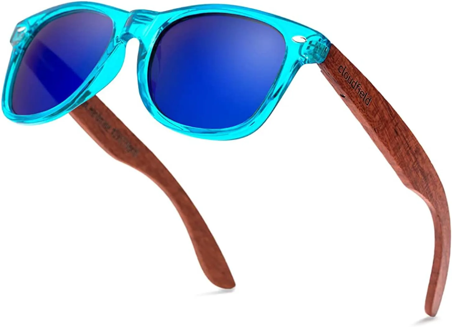 

Солнцезащитные очки Cloudfield в деревянной оправе для мужчин и женщин с 9-слойными поляризованными линзами и двойным слоем защиты от УФ-излучения, Ocean Blue