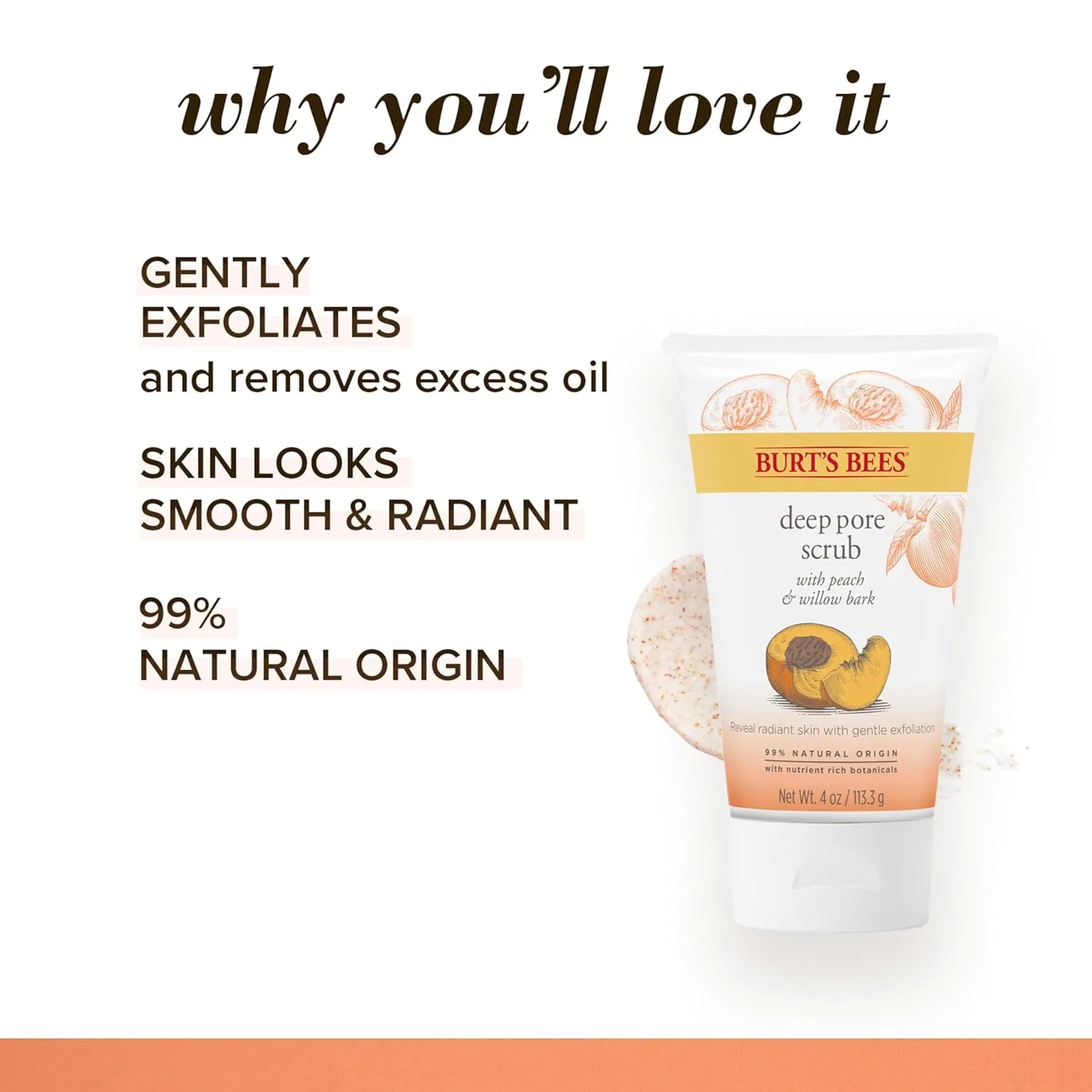 Скраб Burt's Bees — Для глубокого очищения пор с персиком и ивовой корой от — фото 3