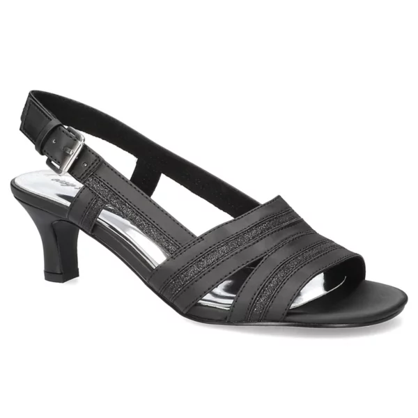 Меган босоножки-слингбэки на каблуке Easy Street, цвет black satin