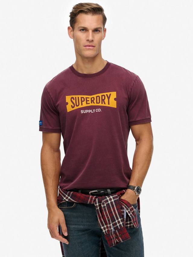 

Heritage Tab хлопковая футболка свободного кроя с коротким рукавом и принтом Superdry, Port Red