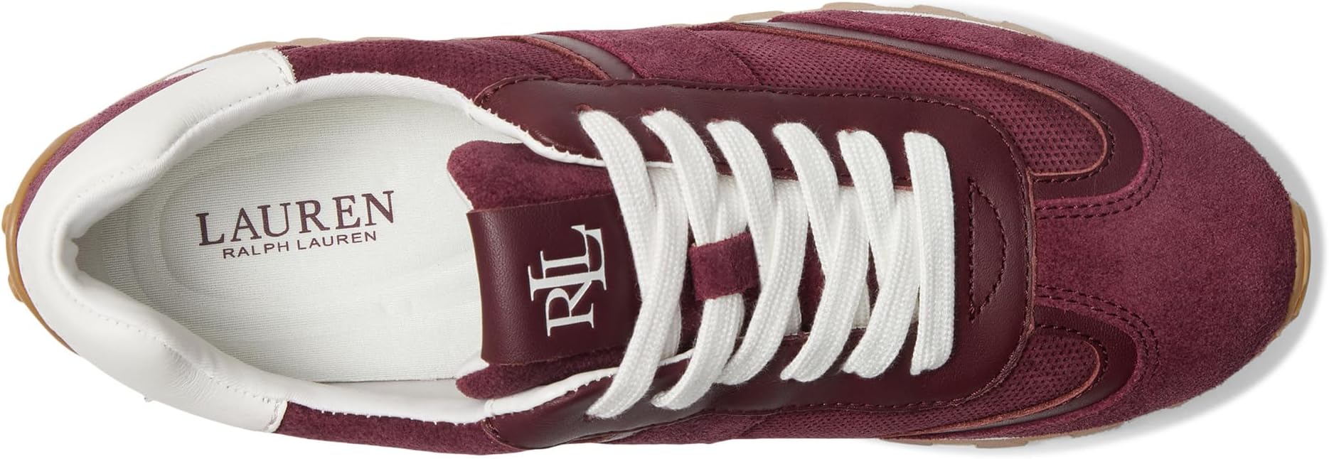 Кроссовки Lauren Ralph Lauren Dani Perforated Suede Sneakers, цвет Dark Garnet/Dark Garnet/Snow White — фото 2