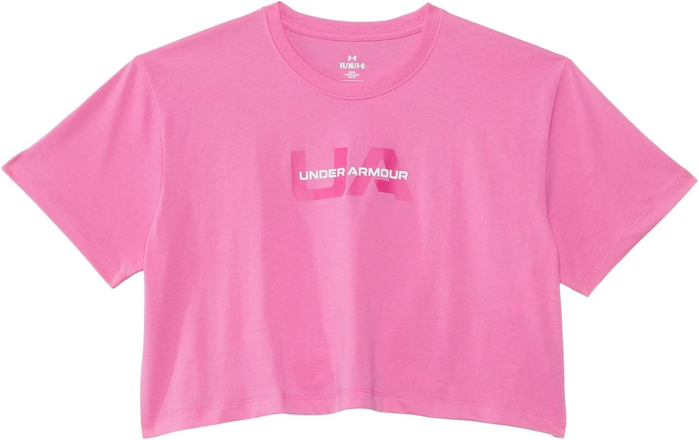 

Футболка Under Armour Kids Branded Boxy Short Sleeve Crop, цвет Pink Edge/Virtual Pink