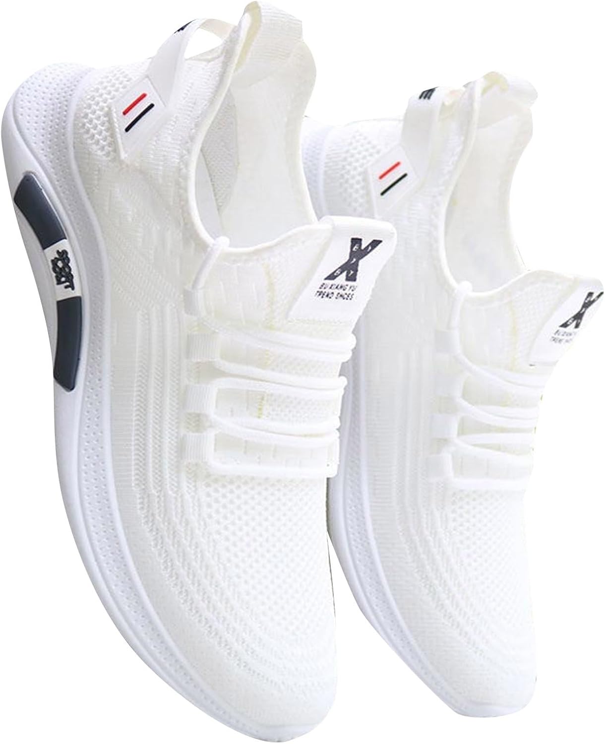 

Удобные дышащие вязаные слипоны для мужчин, ортопедические кроссовки широкого размера с поддержкой свода, сетчатые легкие шнуровочные кроссовки для прогулок Generic, белый