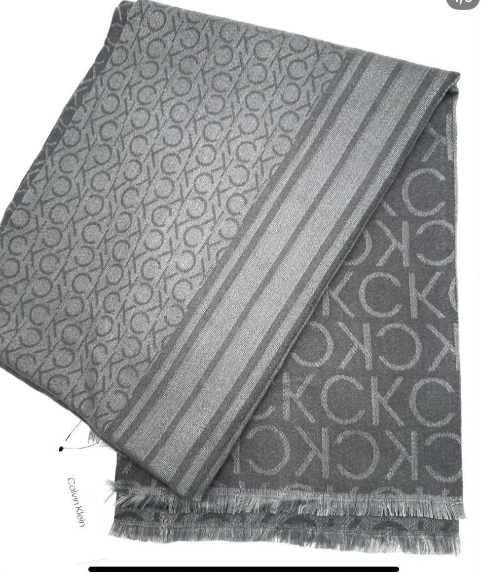 

Женский шарф Calvin Klein Ck Logo With Border, Heather Charcol / Heather Mid Gray
