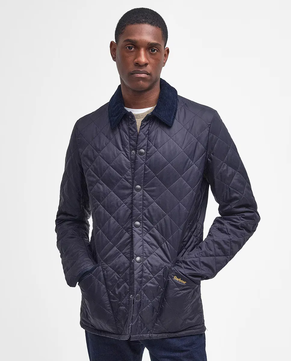 

Мужская утепленная куртка на застежке-кнопке Barbour, темно-синий