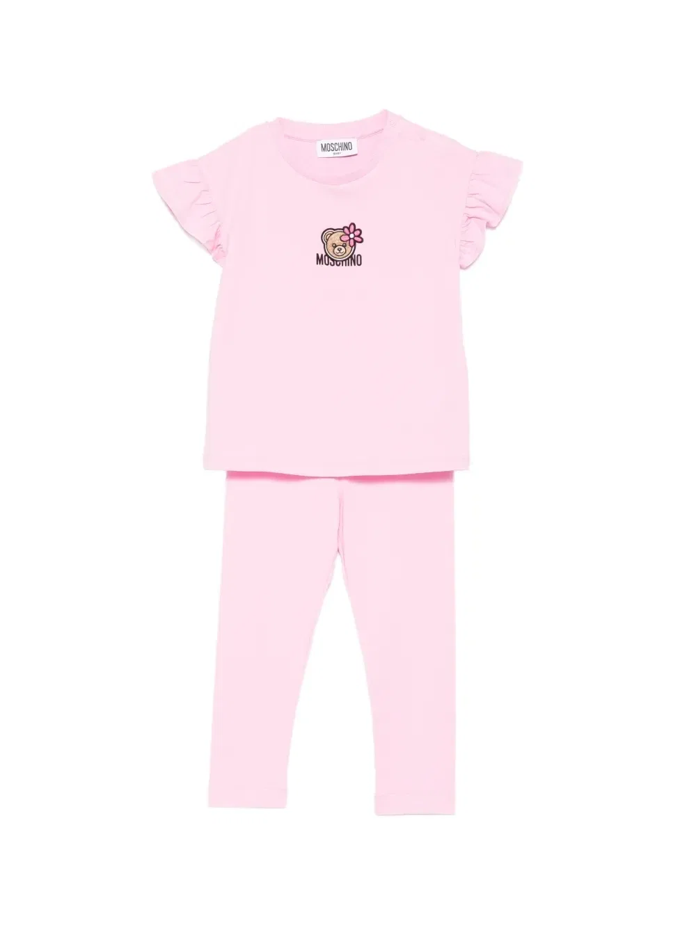 Комплект леггинсов с оборками и мотивом мишки Moschino Kids, розовый