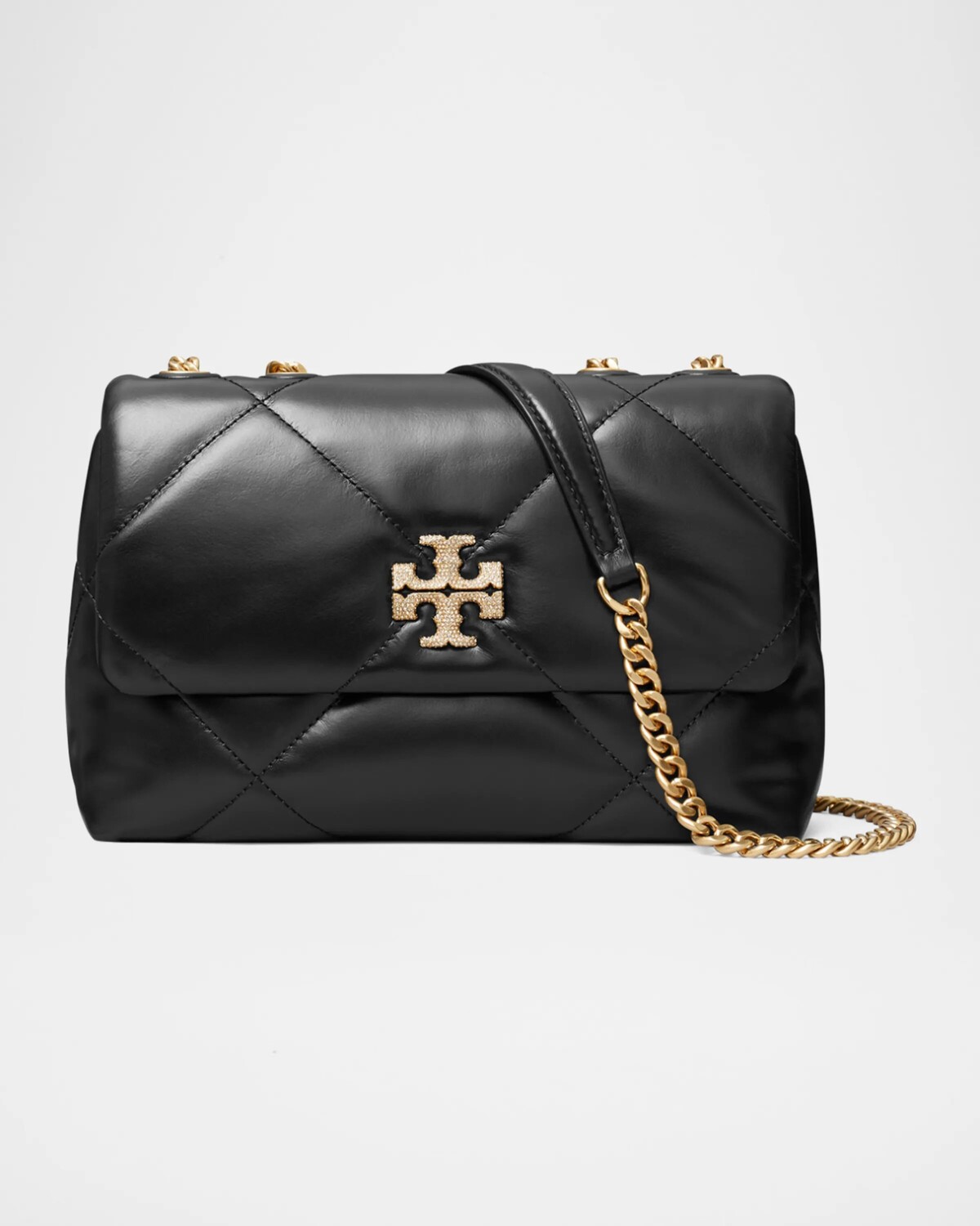 

Маленькая кожаная стеганая трансформируемая сумка на плечо Kira Tory Burch, черный