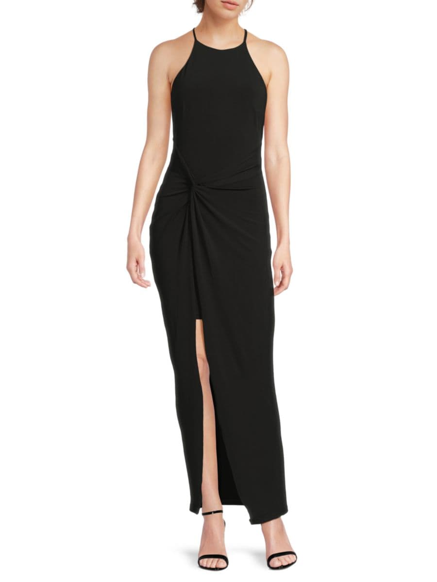 

Платье из джерси с перекручивающейся передней частью Badgley Mischka, черный