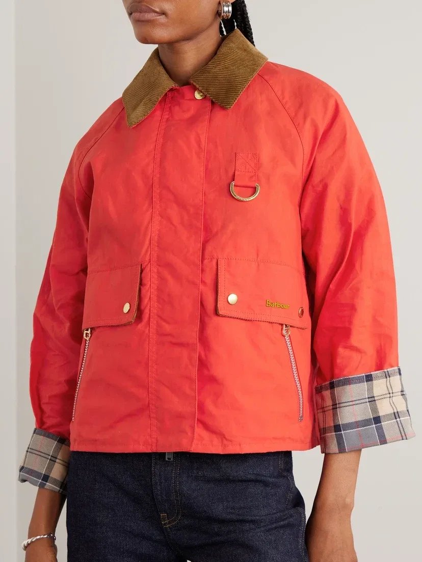 Укороченный жакет из хлопка Mackworth с вельветовой отделкой Barbour, красный — фото 3