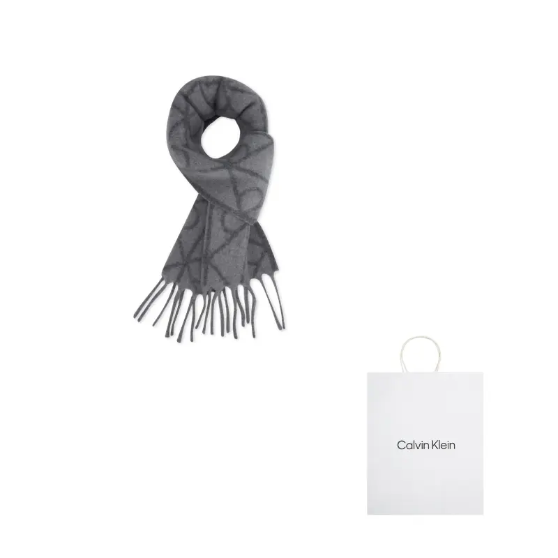 

Calvin Klein Вязаный шарф мужской тёмно-серый, N3Z-Dark Gray
