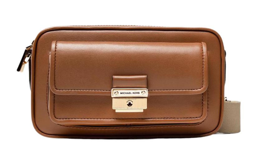 

MICHAEL KORS Кожаная фотосумка Bradshaw через плечо женская карамельно-коричневая