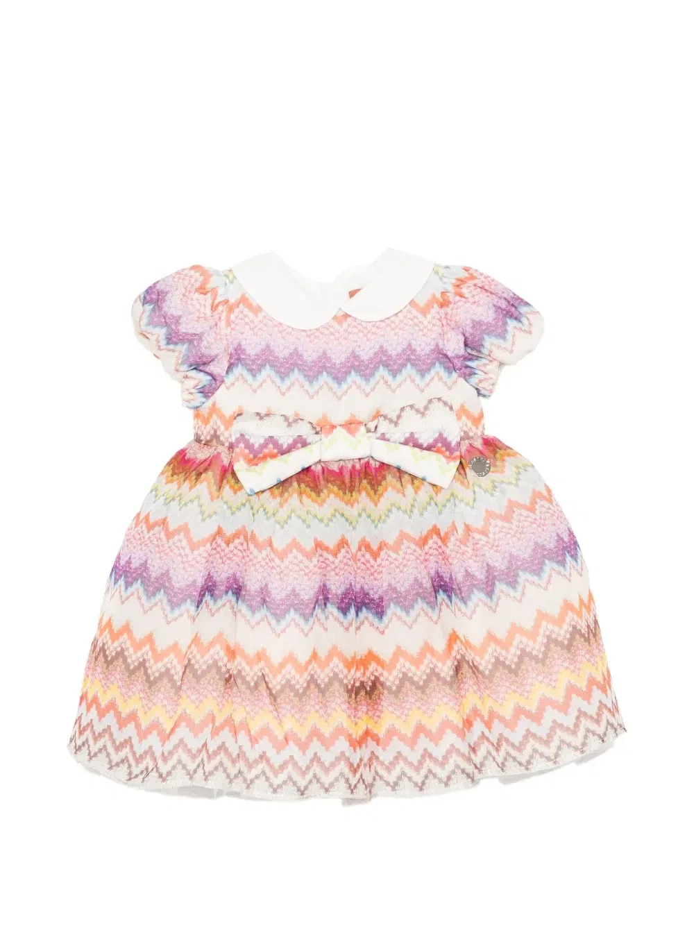 Платье с бантом и узором «зигзаг» Missoni Kids, белый