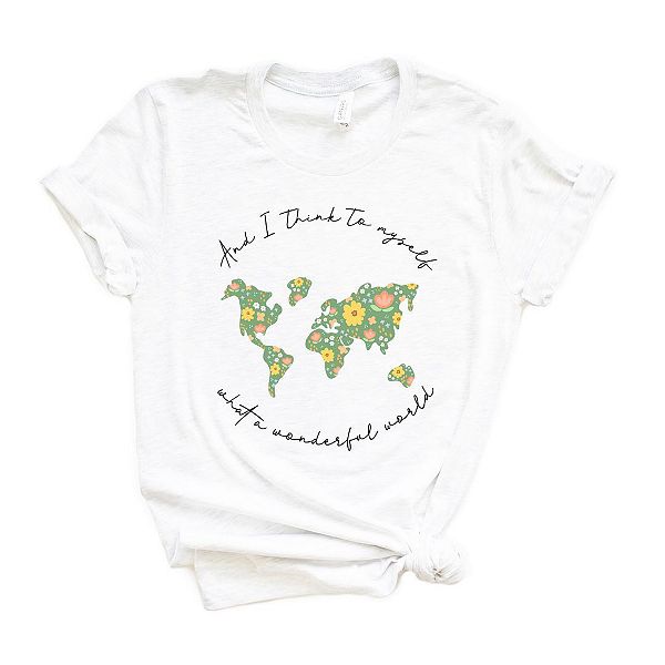 

Футболка с принтом What a wonderful world Simply Sage Market, White, Белый, Футболка с принтом What a wonderful world Simply Sage Market, White