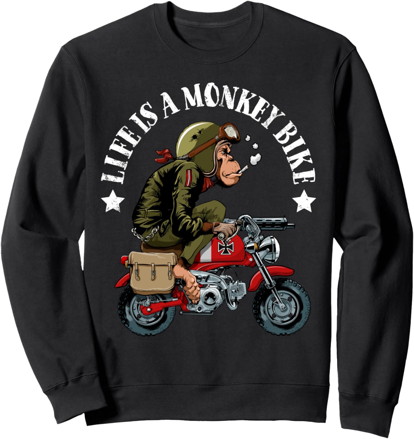 

Толстовка с мультяшным дизайном «Обезьяна на велосипеде, военный» Life Is A Monkey Bike, черный