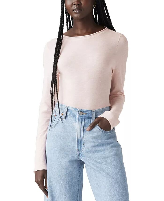 

Женский хлопковый легкий топ с длинными рукавами Levi's, красный