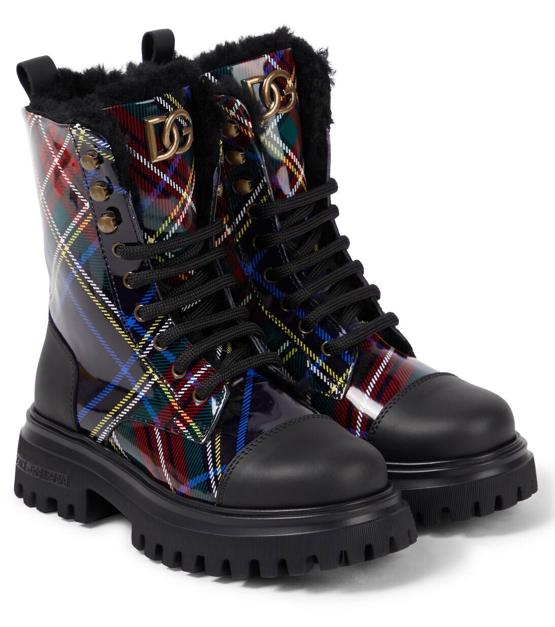 

Клетчатые кожаные ботинки Dolce&Gabbana Kids, цвет tartan fdo blu navy