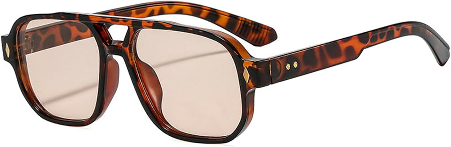 

Классические ретро-солнцезащитные очки COTIA с квадратной оправой и двойной перемычкой для женщин и мужчин. Модные солнцезащитные очки-пилот с двойной оправой, Leopard