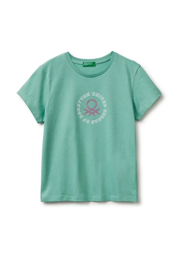 Футболка с блестящим принтом. футболка с принтом United Colors Of Benetton, Green