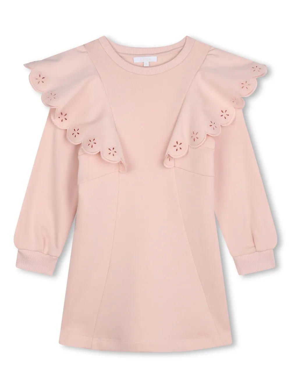 

Платье из органического хлопка с оборками Chloé Kids, розовый