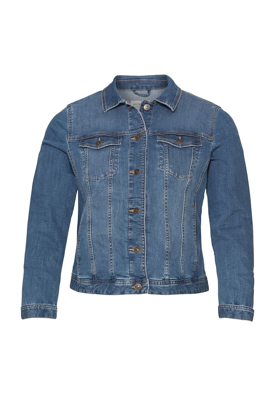 

Джинсовая куртка, обычная длина, однотонная, женская TOM TAILOR, цвет Jeansblau