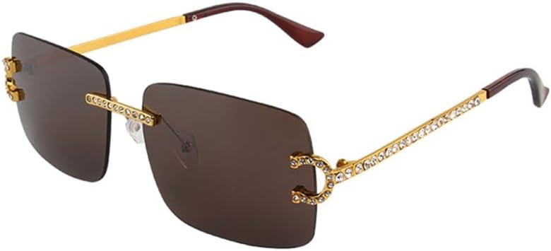 

Модные солнцезащитные очки без оправы в винтажном стиле с линзами с алмазной огранкой, металлические оправы, защита от ультрафиолета UV400. Очки для мужчин и женщин LOVQZAOF, C14