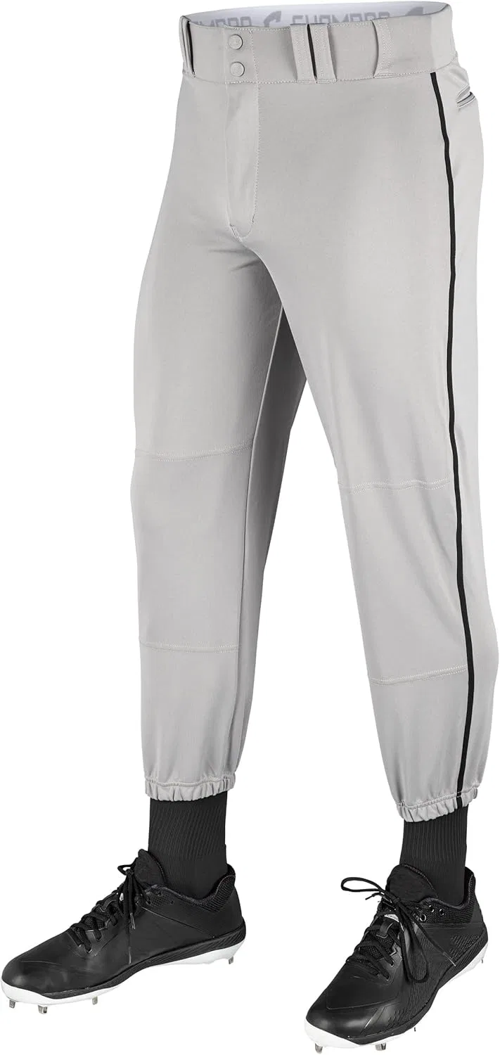Детские бейсбольные брюки CHAMPRO, традиционный крой, модель Triple Crown Classic, Grey , Black Pin