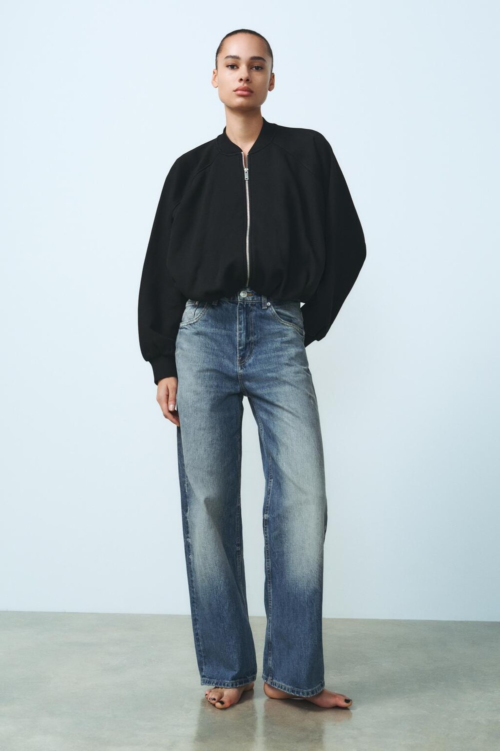 

Флисовая куртка-бомбер ZARA, черный