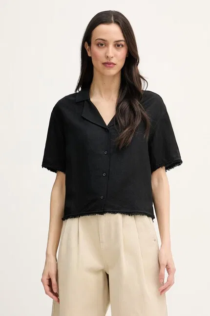 Рубашка из льна модель Koszula женская Tommy Hilfiger, черный