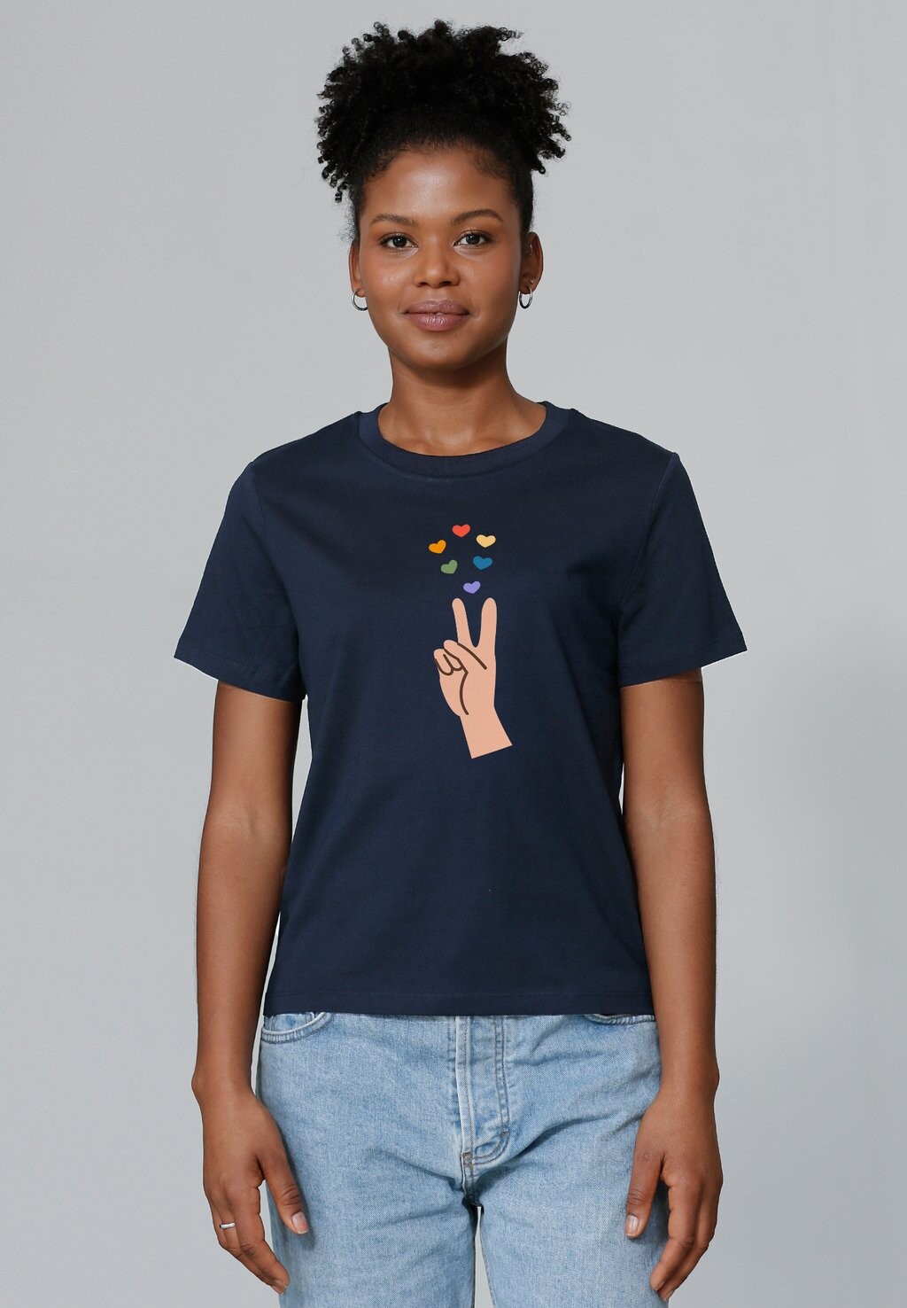 

Футболка с принтом SPREAD LOVE watapparel, темно-синий