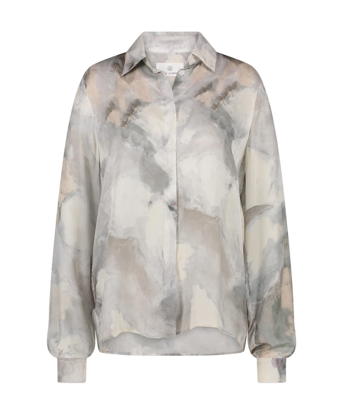 

Блузка из шелка и вискозы с принтом Jane Lushka, серый