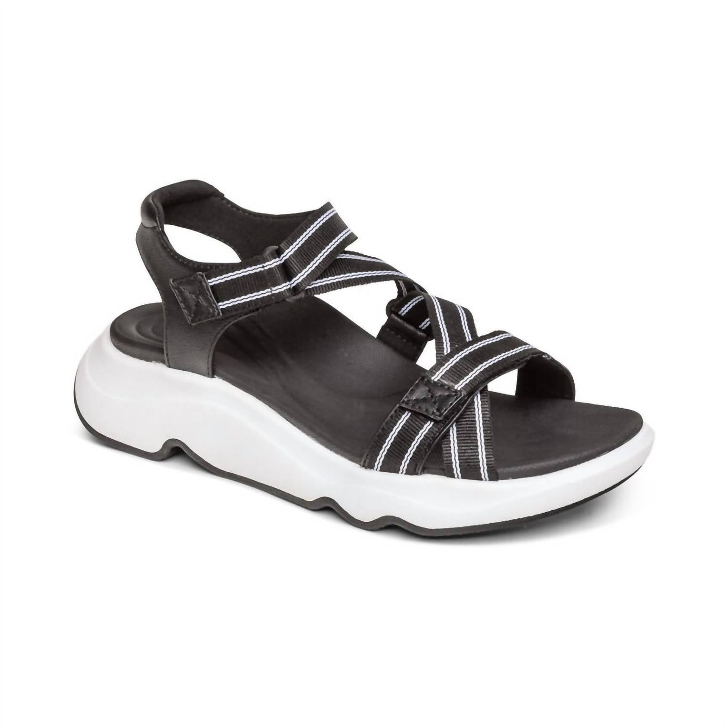 Женские сандалии Marz Sport в черном/белом цвете Aetrex