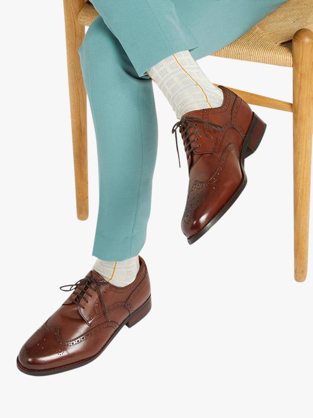 Мужские кожаные туфли-дерби с перфорацией типа броги Jones Bootmaker, цвет Chestnut — фото 2