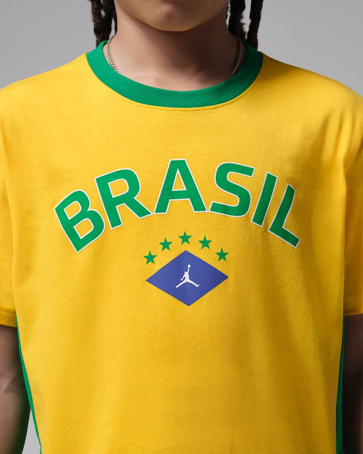 Детская футболка Jordan Brasil Graphic, Yellow/Green/Blue/White — фото 4
