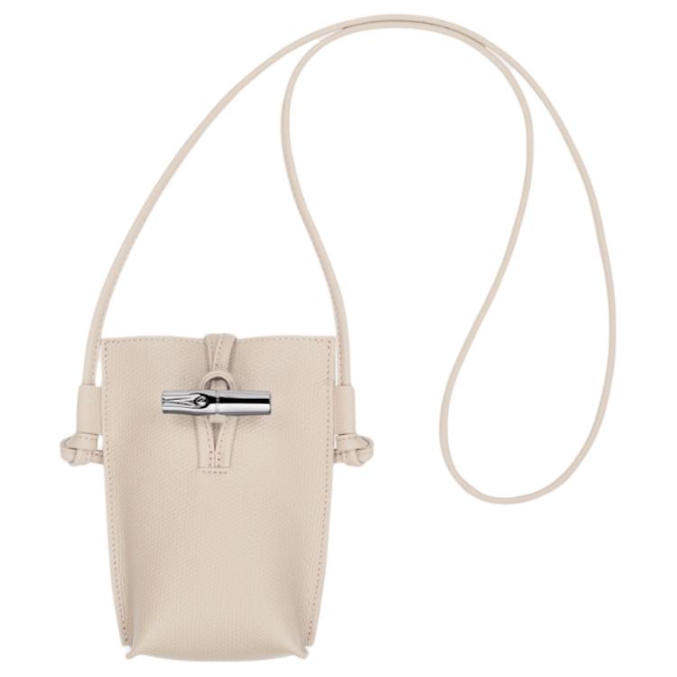 

LONGCHAMP Кожаный чехол для телефона Le Roseau женский белый бумажный