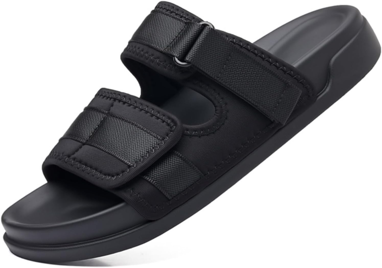 

Мужские удобные шлепанцы, нескользящие водоотталкивающие сандалии с мягкой полиуретановой подошвой, пляжные повседневные слайдеры (черный/темно-бежевый, US 6.5-10.5) Azttoztto