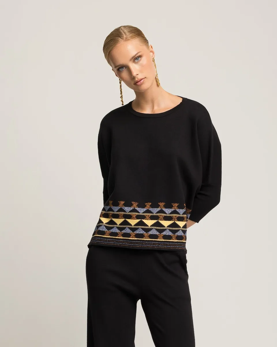 

Женский джемпер прямого кроя с каймой и спущенными плечами Niza, индиго