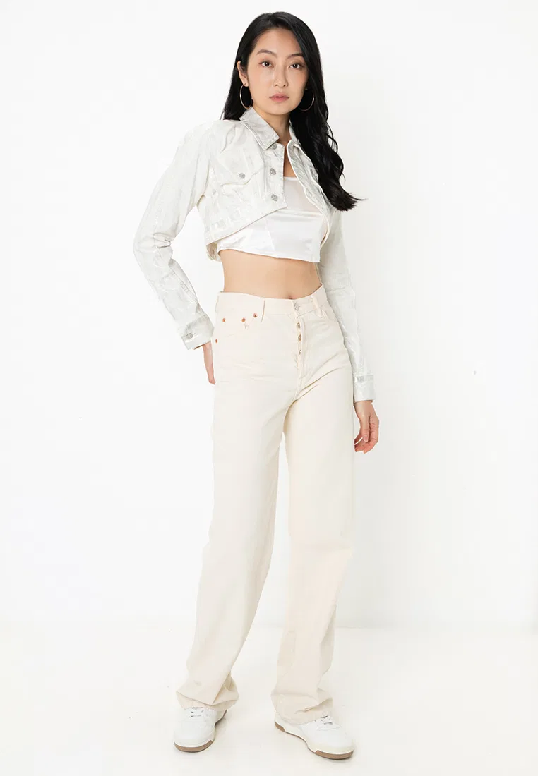 Куртка джинсовая укороченная, Foil Zara, серебро — фото 4