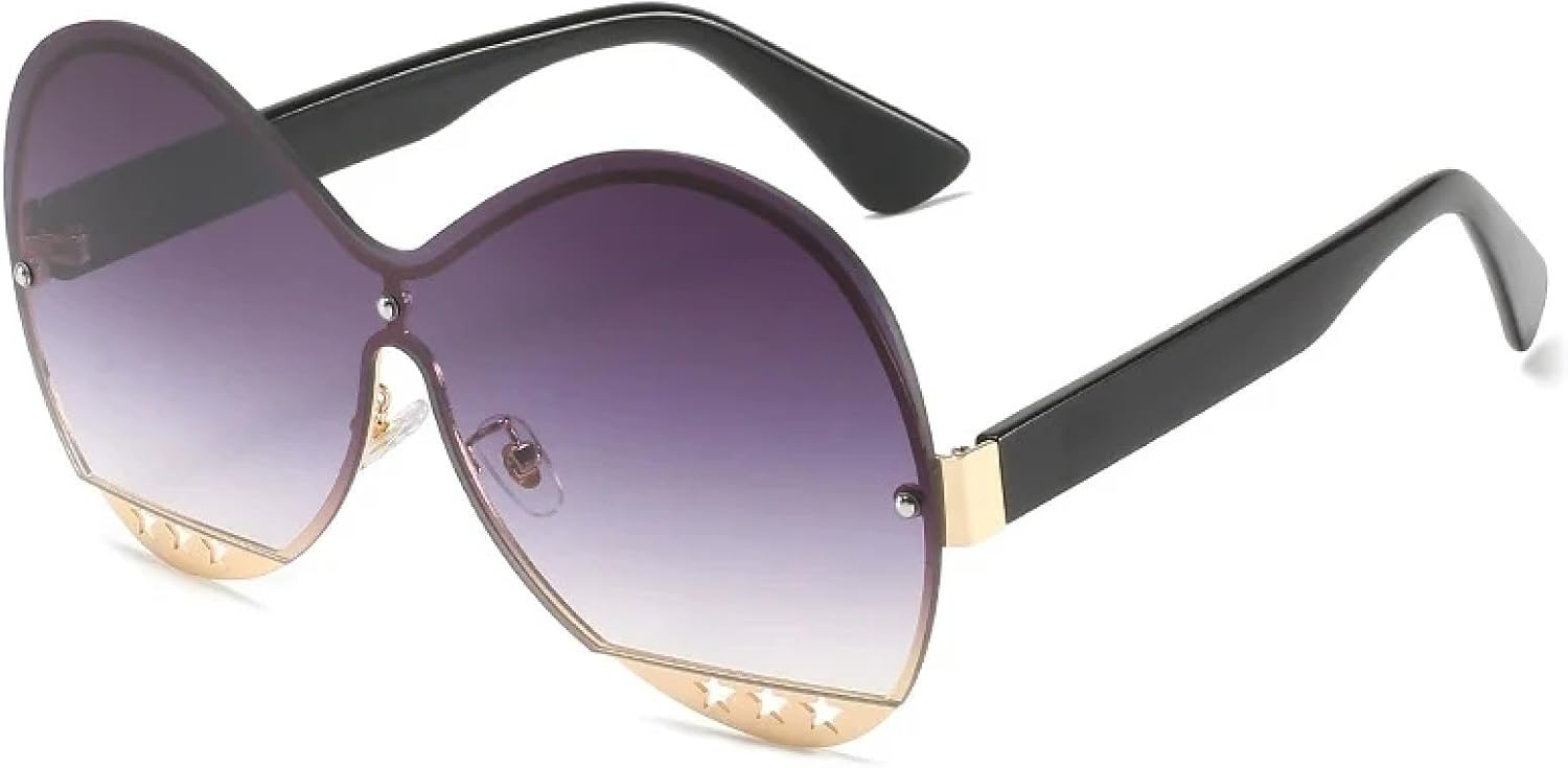 

Роскошные солнцезащитные очки большого размера без оправы для женщин и мужчин, модные ретро-очки для путешествий, уличной фотографии, защита от УФ-излучения UV400 TKKTLLT, Black Gradient Gray