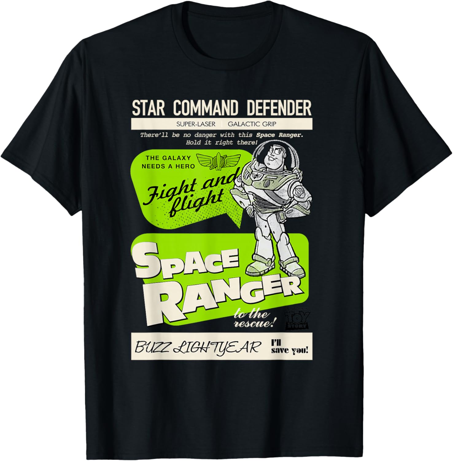 

Футболка с изображением Базза Лайтйера, космического рейнджера из мультфильма «История игрушек» от Disney Pixar, черная