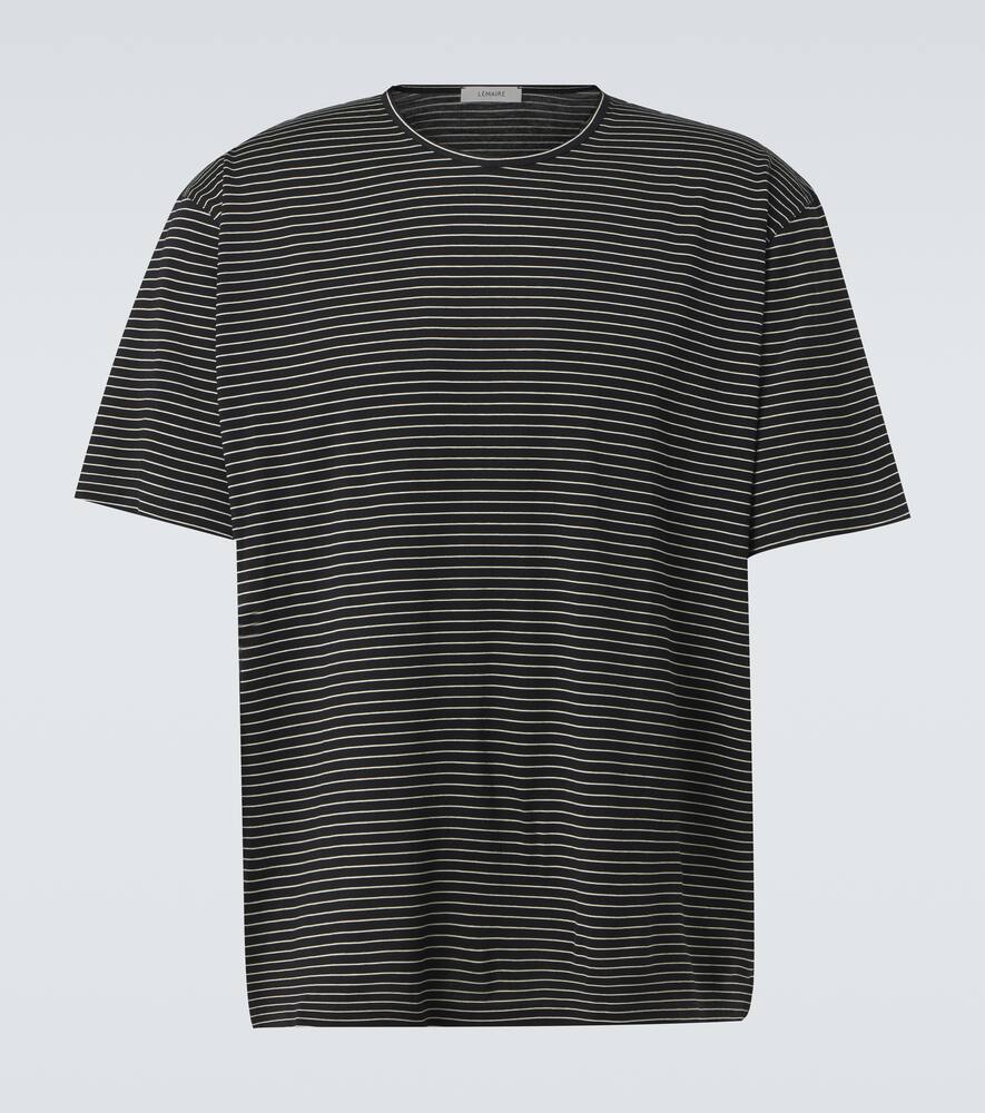 

Полосатая хлопковая футболка из джерси Lemaire, black combo