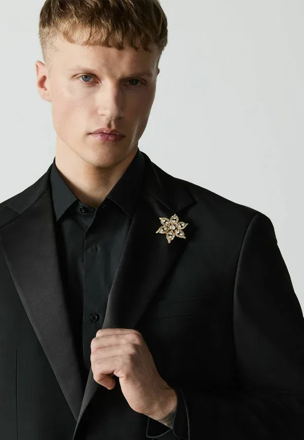 Пиджак Next Regular fit loose fit tuxedo suit jacket, черный — фото 4