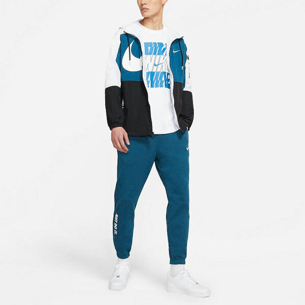 Спортивные штаны с принтом алфавита swoosh, дышащие, спортивные, трикотажные, длинные, Nike, синий — фото 3