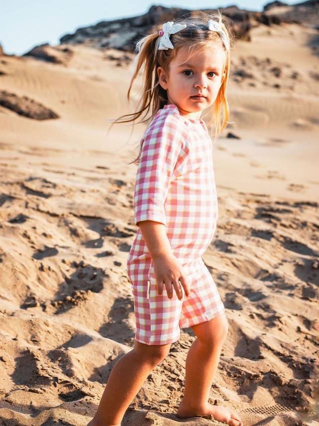 Детская пижама на молнии с защитой от ультрафиолета Toastie, цвет Pink Gingham — фото 2