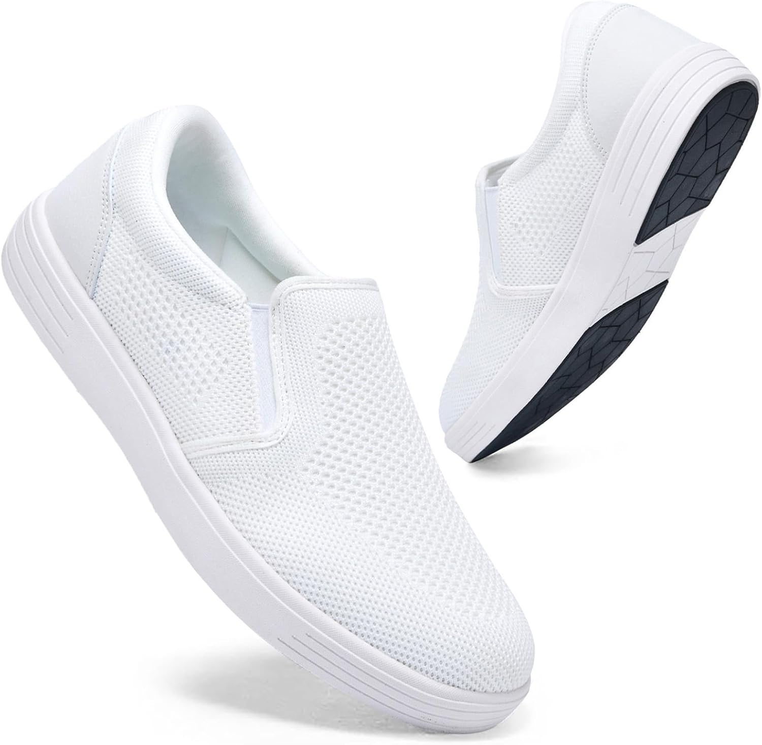 

Мужские слипоны konhill, повседневные дышащие кеды-лодочки с поддержкой свода стопы, легкие сетчатые пляжные лоферы, прогулок и катания на скейте, белый