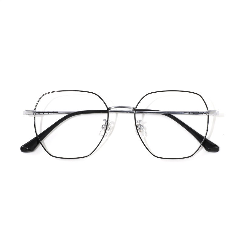 

RUOYUN Титановая оправа для очков женская асимметричной формы, Black Silver