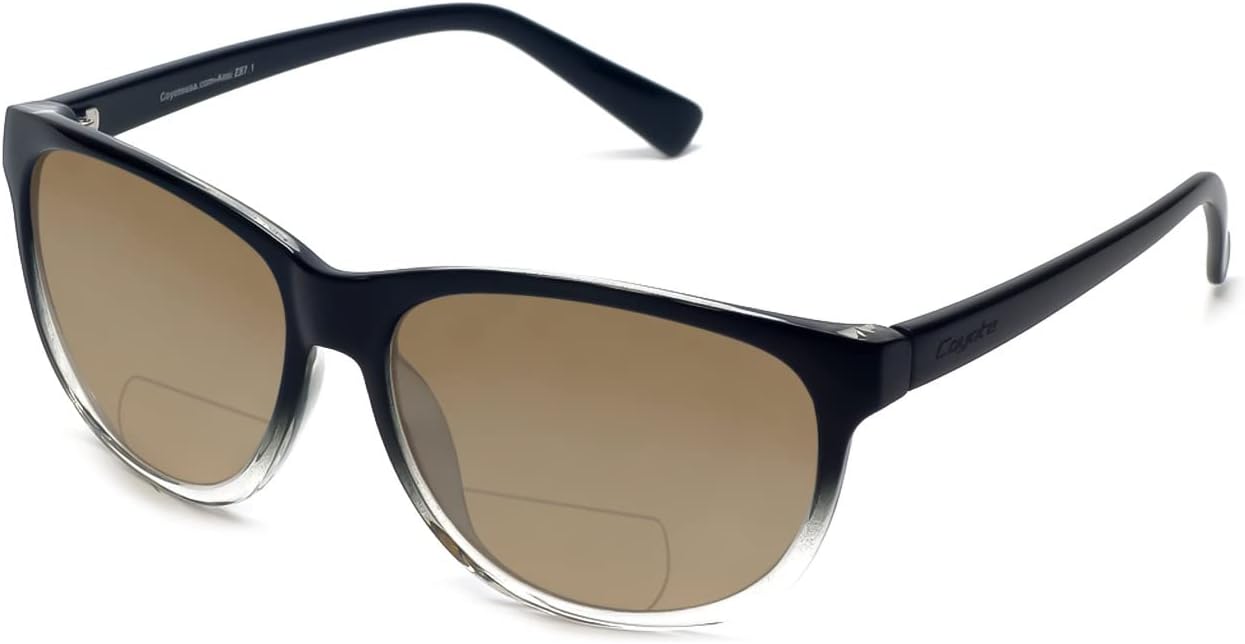 

Солнцезащитные очки Coyote Eyewear с поляризацией, бифокальные, для чтения/без диоптрий, черные, прозрачные, для мужчин и женщин, модные солнцезащитные очки для чтения, Clear/Brown Black