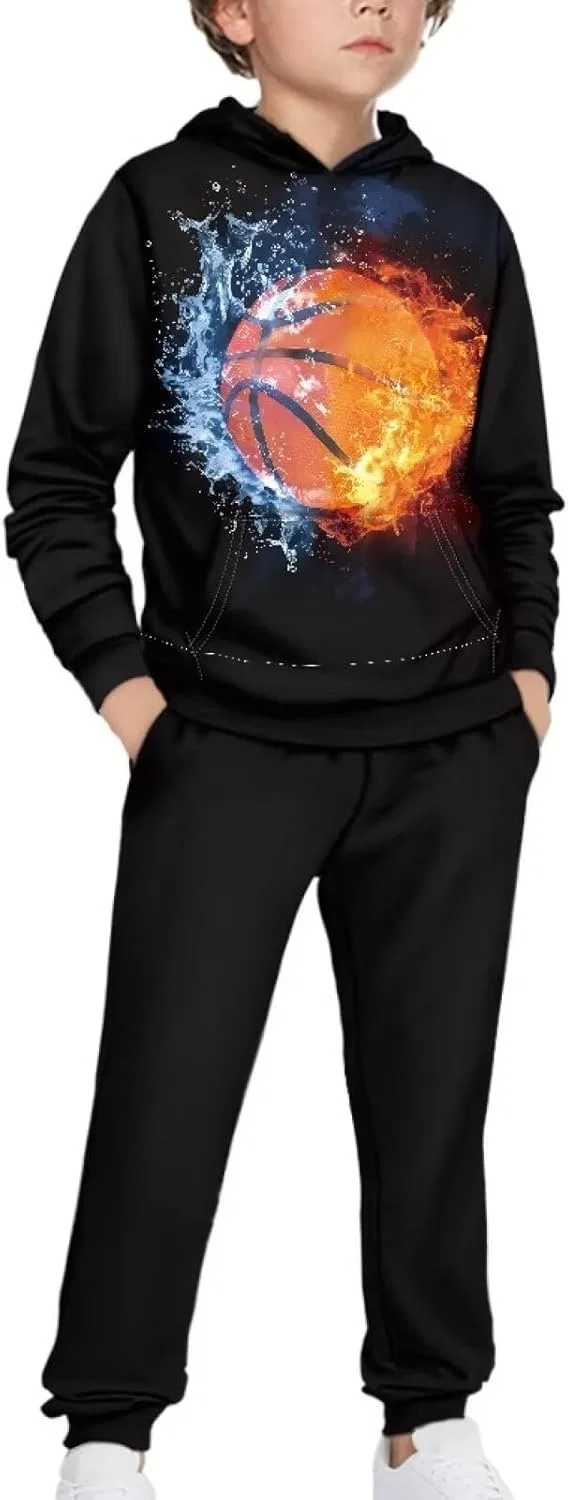 Детский спортивный костюм с капюшоном и джоггерами Uppodwarkid, Fire and Water Basketball