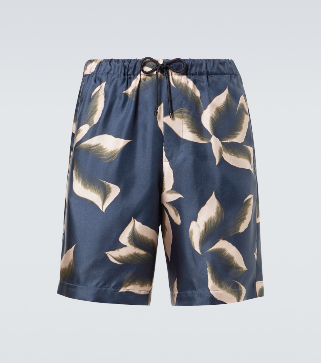 

Шелковые шорты с принтом Dries Van Noten, Dark Navy